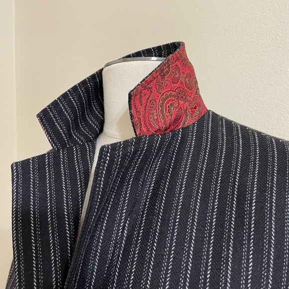 CABI Black and White Striped Fitted Blazer Leopard Print Lined - Picture 9 of 15